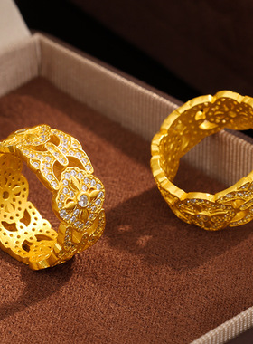 沙金十字架金刚杵吊坠三件套镶点钻项链戒指项链耳钉饰配件