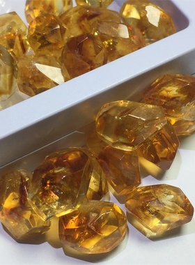 天然水晶原石黄水晶随形单珠手串