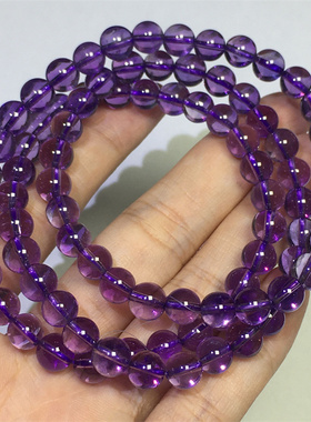 天然紫水晶三圈手串男女同款礼物