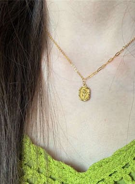 仿真黄金郁金香花牌项链女