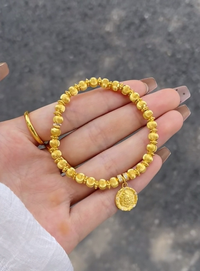 爆闪猫眼珠黄财神挂坠手串手链女