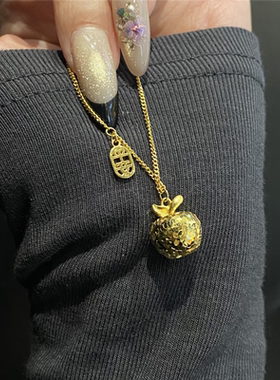 光泽闪耀碎碎冰小苹果吊坠项链女