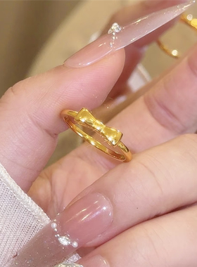 抛光亮面好甜美立体蝴蝶结戒指女