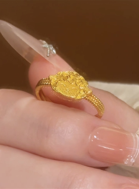 仿真黄金太闪了碎冰冰小羊戒指女