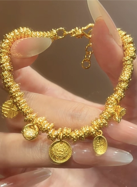 黄财神多宝锤纹盘缠手链女