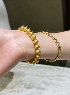 沙金古法金珠卡8mm串珠手链女