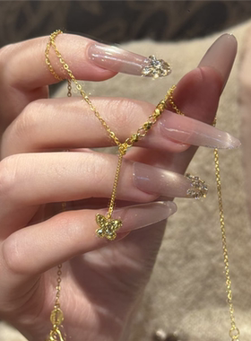 超闪蹦迪珠碎碎冰蝴蝶流苏项链女