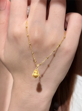 精致闪耀丝绒小胖葫芦吊坠项链女