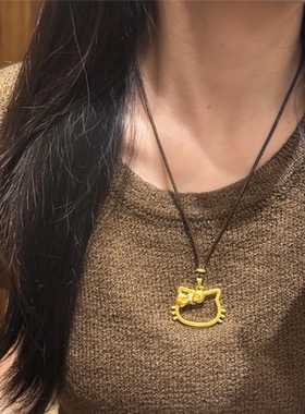 点钻镂空大头kitty猫头项链女