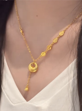 圆润福字平安喜乐小金坨吊坠项链