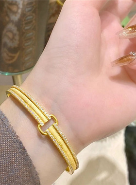 999沙金拉丝双扣手镯女