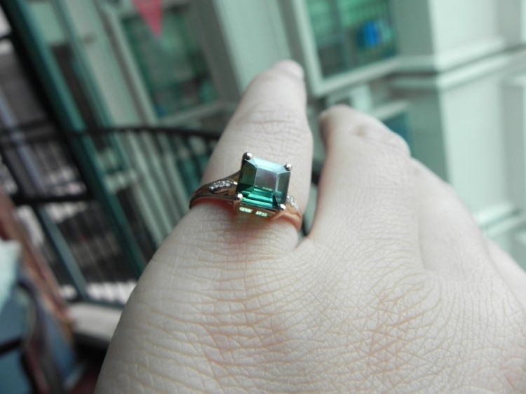 18K玫瑰金镶蓝绿色碧玺戒指，招财旺夫石，颜色超美的送证书
