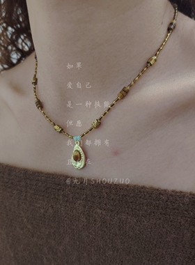 溏心蛋串珠锁骨链复古质感配饰女