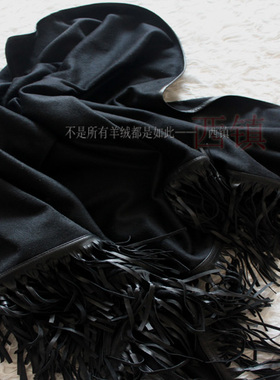 纯色女款三角形春秋羊皮流苏围巾