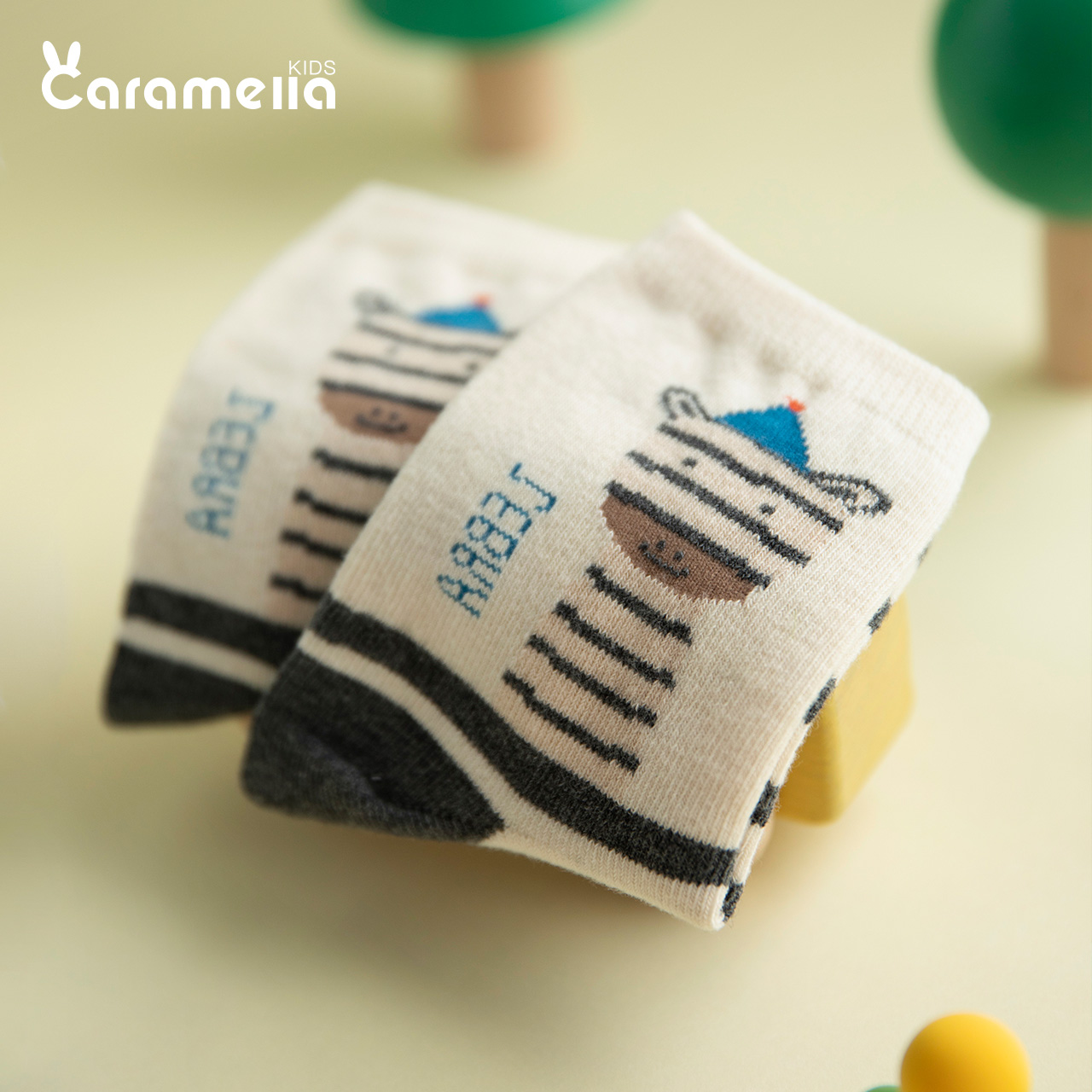 caramella服饰旗舰店caramella儿童动物袜子男童中长筒宝宝纯棉婴儿秋冬季条纹斑马袜1