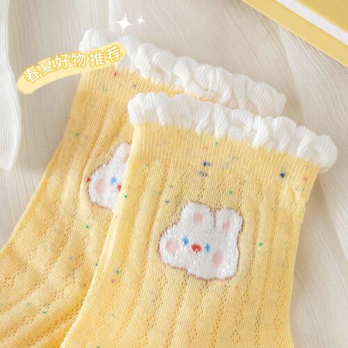 caramella春夏新品可爱袜子女生爆款网眼透气少女卡通棉袜中筒袜 - 图1