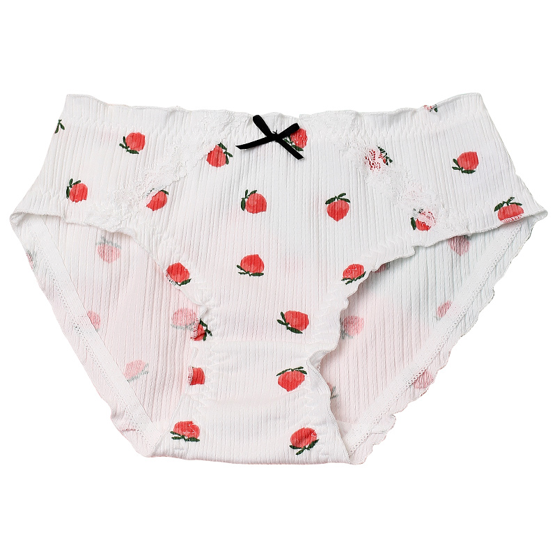 caramella服饰旗舰店Caramella卡拉美拉 可爱少女生中腰三角内裤印花纯棉透气无痕抗菌3