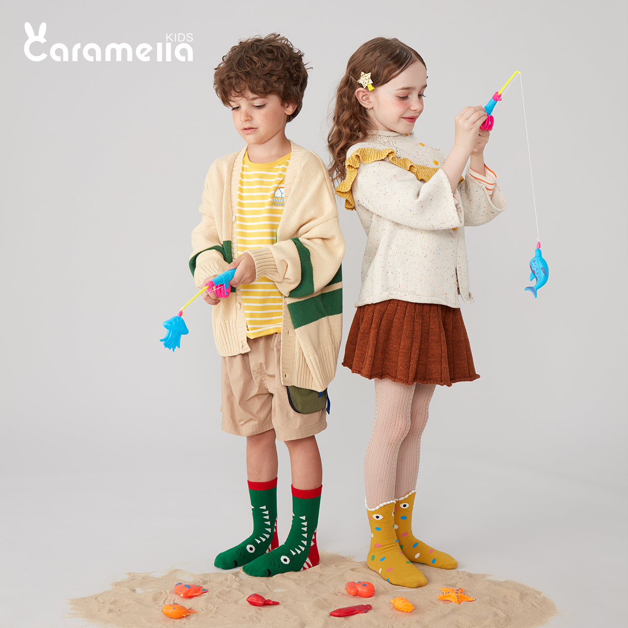 caramella服饰旗舰店caramella儿童卡通袜子男女童中长筒宝宝纯棉秋冬季婴儿可爱童袜1