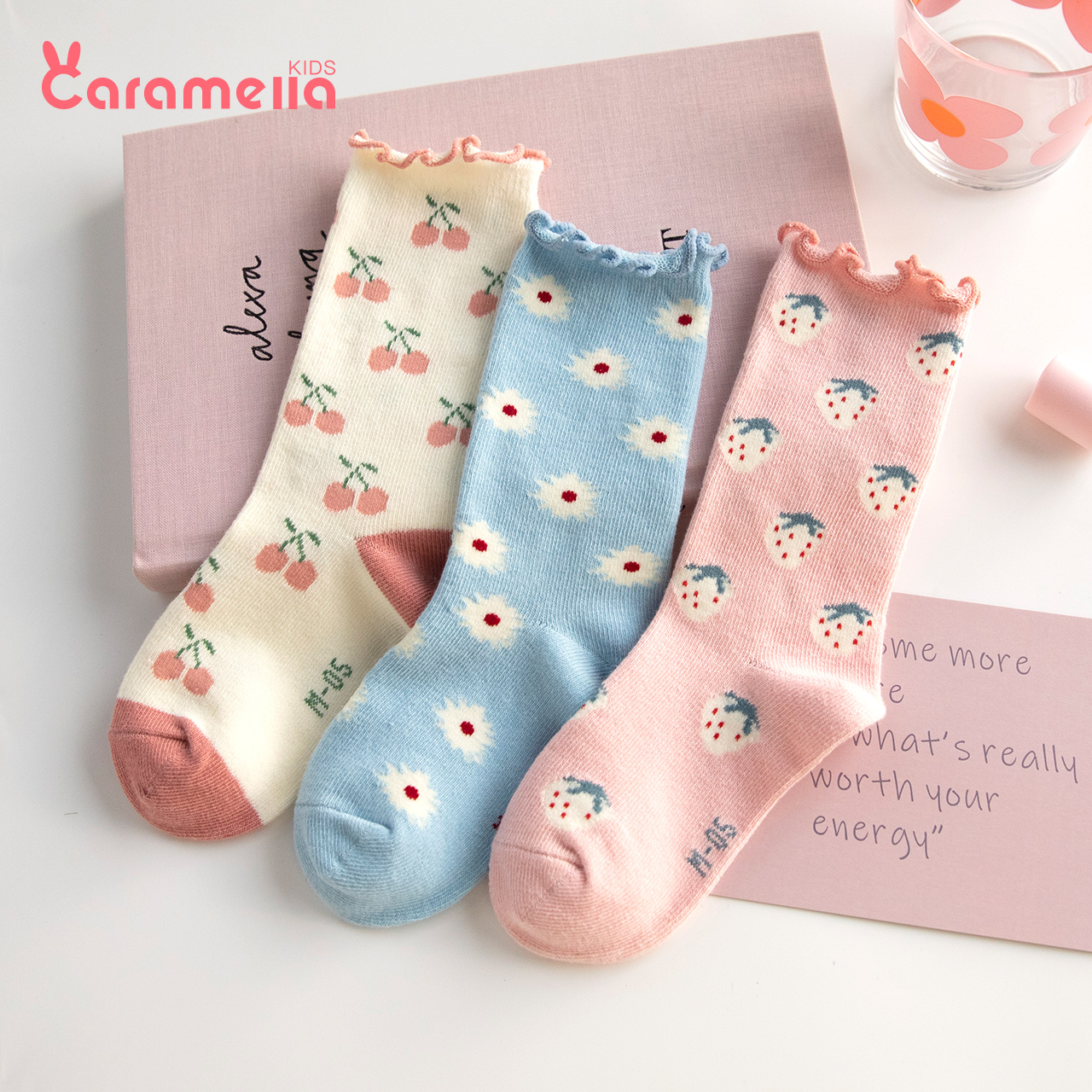 caramella服饰旗舰店caramella儿童宝宝袜子女童纯棉春秋可爱卡通花边公主袜新生婴儿0