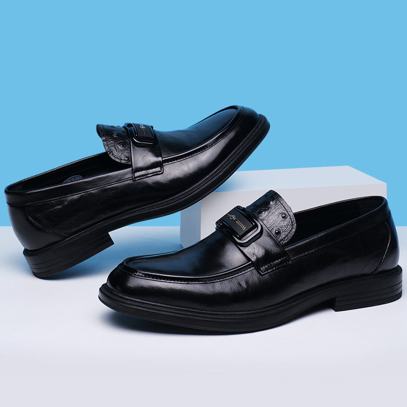 广州真皮男鞋2026新款男士商务休闲皮鞋透气豆豆鞋男款套脚乐福鞋,淘宝优惠券,粉丝福利购,淘宝优惠卷