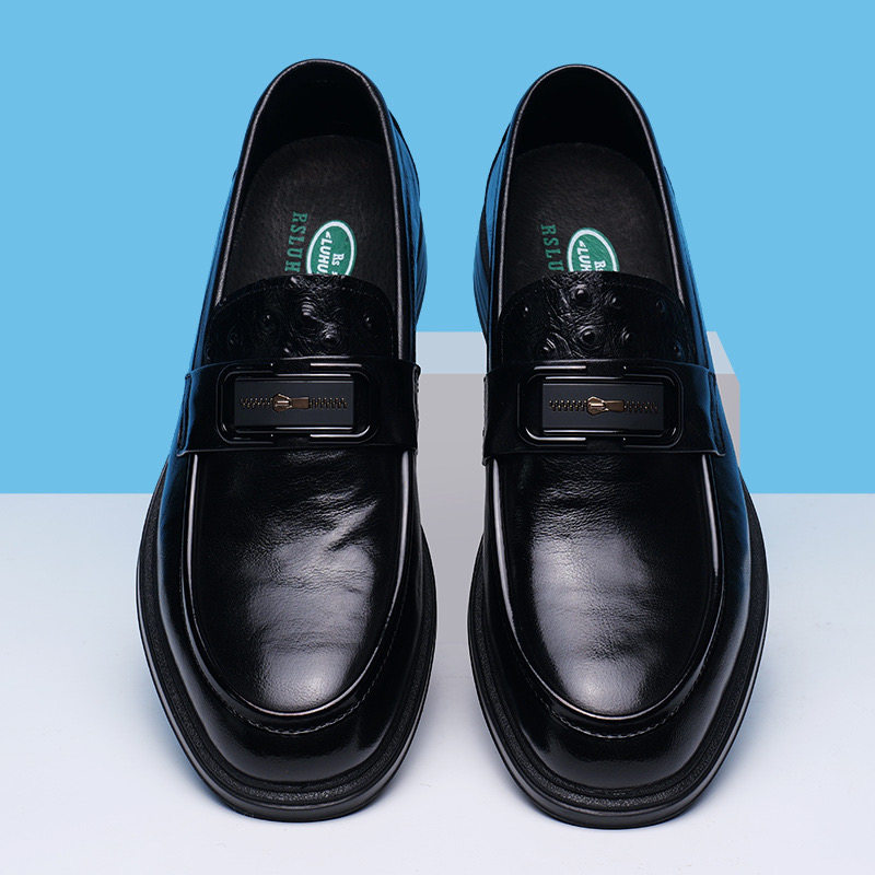 广州真皮男鞋2026新款男士商务休闲皮鞋透气豆豆鞋男款套脚乐福鞋,淘宝优惠券,粉丝福利购,淘宝优惠卷