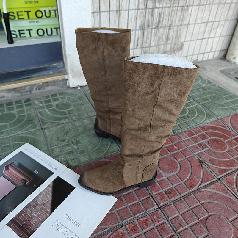 西部牛仔靴子女2024冬季新款复古长筒堆堆靴百搭尖头显瘦骑士靴女,淘宝优惠券,粉丝福利购,淘宝优惠卷
