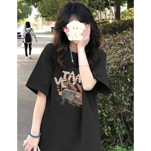 Purple insoversize short-sleeved t lazy style