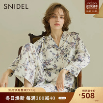 SNIDEL HOME2023 autumn winter new pint comfortable flap printed long sleeve home shirt SHFB235059