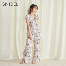Одежда для сна snidel home2022春夏新品甜美印花v领荷叶边飞袖衬衫shfb222039