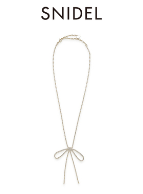 SNIDEL秋冬款气质时髦百搭水钻蝴蝶结金属项链SWGA244672