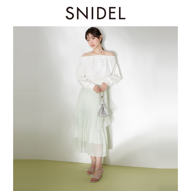 SNIDEL2025 spring and summer new product versatile high-waisted jacquard chiffon cake skirt pleated skirt SWFS251197