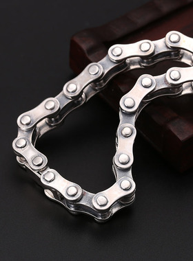 富贵鹿单车链手链纯银夸张粗矿