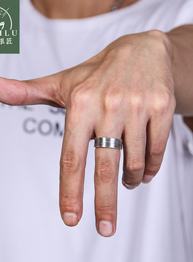 富贵鹿s925银流行古风潮男戒指