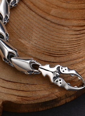 日本工匠设计复古纯银做旧男生蝎子手链个性潮流首饰朋克摇滚泰银