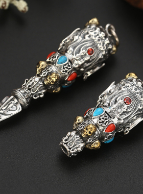 大黑天财神吊坠挂件纯银男