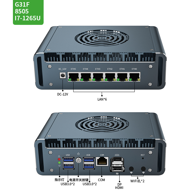 倍控N100 8505 I7-1265U六网卡软路由工控机爱快ROS维盟12代嵌入式主机电脑linux centos ubuntu欧拉开发版4G - 图0