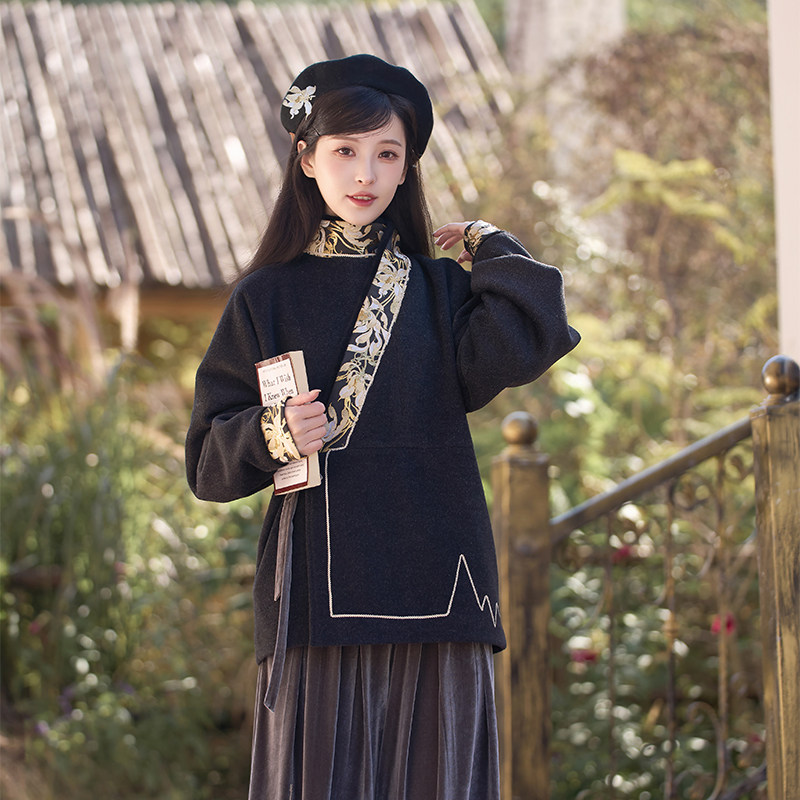 花间心律 清水溪改良国风晋制汉服女羊毛外套秋冬加绒阔腿裤日常,淘宝优惠券,粉丝福利购,淘宝优惠卷