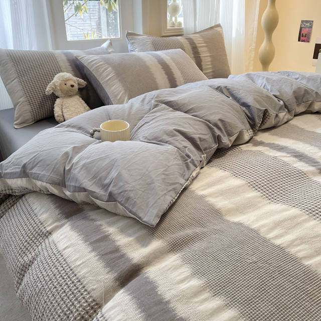 60-pin cotton wash cotton four-piece set 100% pure cotton quilt cover three-piece set high-end colored woven jacquard sheet four-piece set