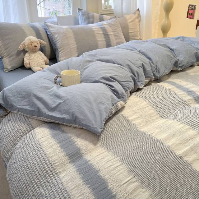 60-pin cotton wash cotton four-piece set 100% pure cotton quilt cover three-piece set high-end colored woven jacquard sheet four-piece set