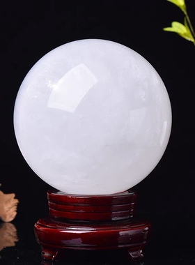 天然白水晶球摆件风水球原石打磨水晶玄关卧室厨房桌面客厅水晶摆
