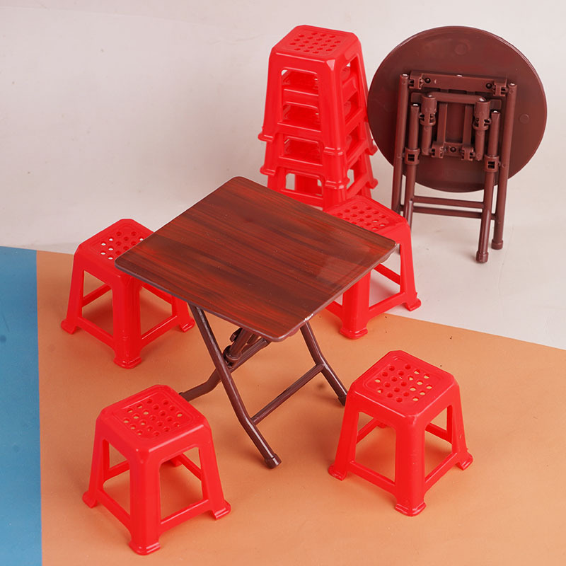Miniature Doll House Mini Folding Table and Chair Toy Set