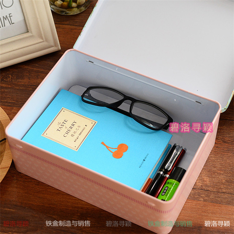精美大中小锁盒连盖密码整理盒储物证件收纳盒带锁铁盒子大号长方_虎窝淘
