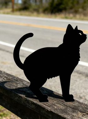 美式铁艺生锈猫咪庭院摆件