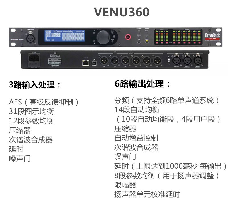 DBX260 VENU360 PA2均衡延时分频舞台演出专业数字音频音箱处理器 - 图2