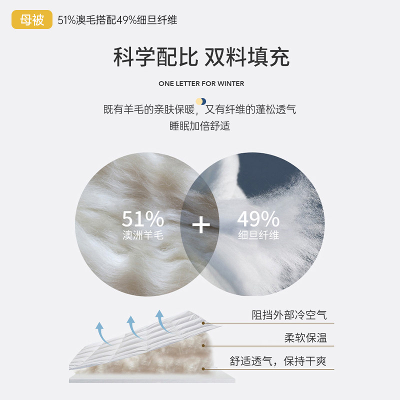 多喜爱蚕丝澳洲羊毛子母被二合一春秋被冬被拉链蚕丝被子被芯学生,淘宝优惠券,粉丝福利购,淘宝优惠卷