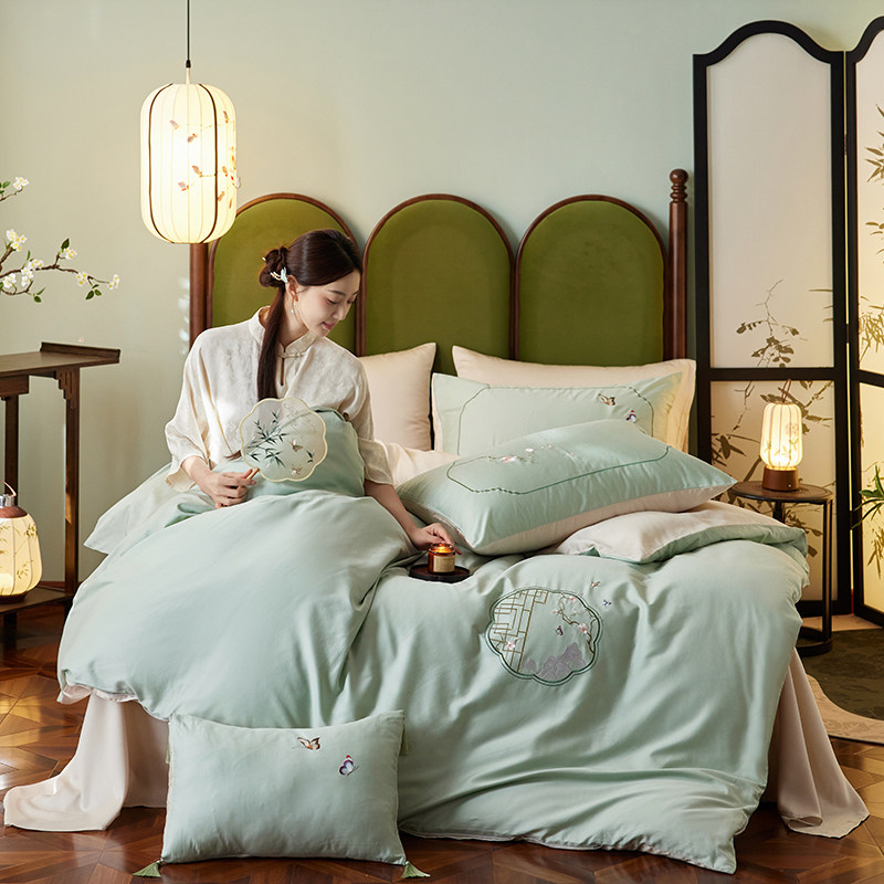 Love Yayunmenghua Chinese Style Aesthetics Series Four-piece Cotton Set Sheets Bedding Covers Quilt Covers