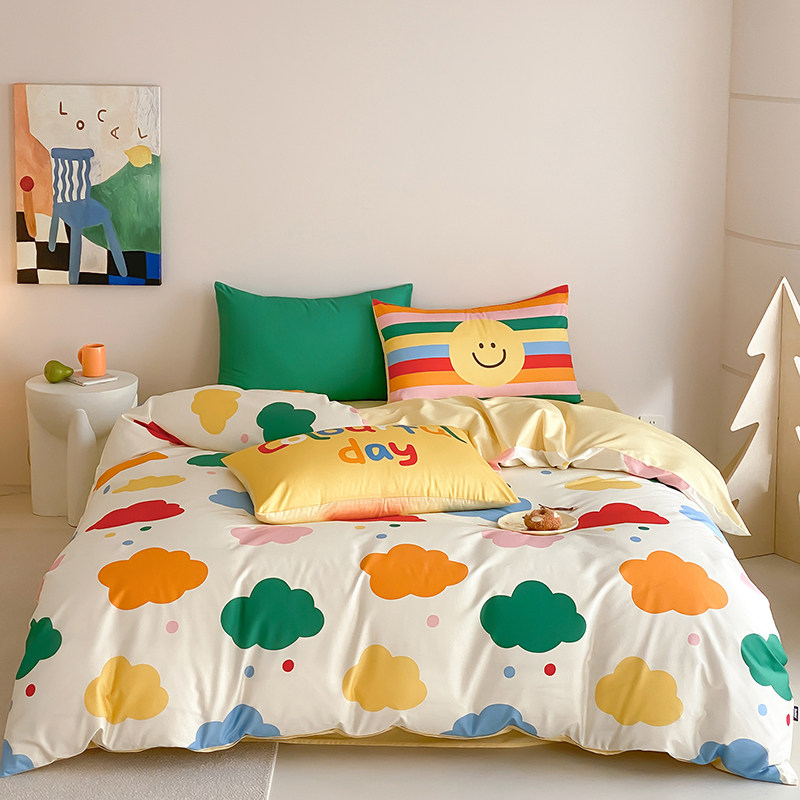 直播多喜爱荷叶边卡通可爱风花卉全棉三四件套夏季床单被套儿童
