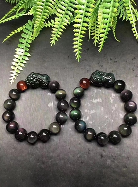 天然黑曜石貔貅手链男手串女貔恘招财皮丘开运礼物送男生