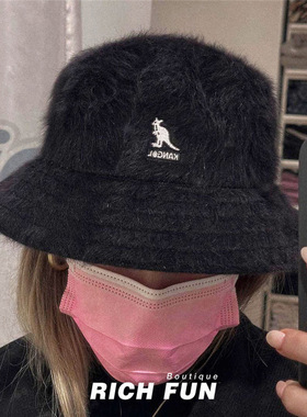袋鼠秋冬毛绒款平顶盆帽