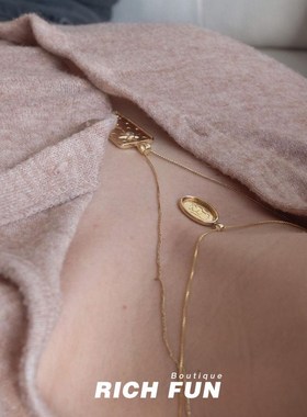 加拿大法式女体椭圆吊坠项链金币